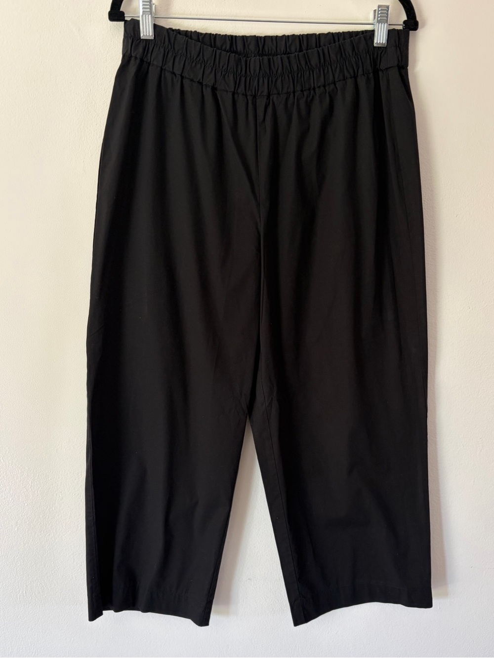 Eileen Fisher Black Organic Cotton Stretch Pull-On Cropped Pants Size Medium